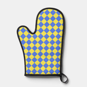 Blaues gelbes Schachbrett Diamantmuster Ofenhandschuh