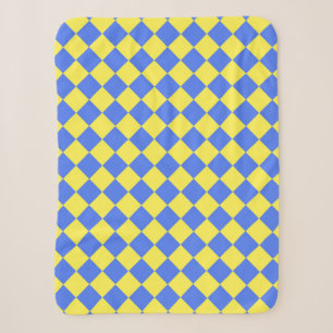 Blaues gelbes Schachbrett Diamantmuster Sherpadecke