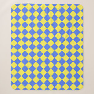Blaues gelbes Schachbrett Diamantmuster Sherpadecke