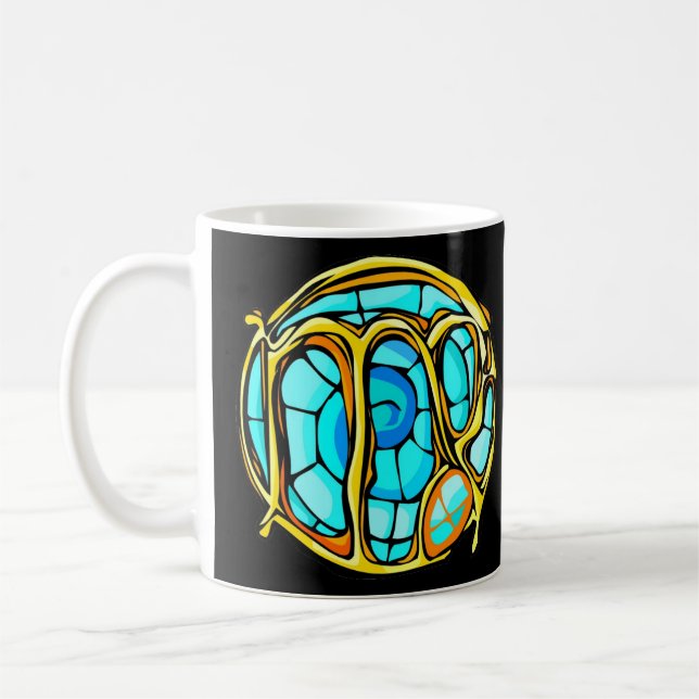 Blaues Gemstone Farbiges Virgo-Symbol Kaffeetasse (Links)