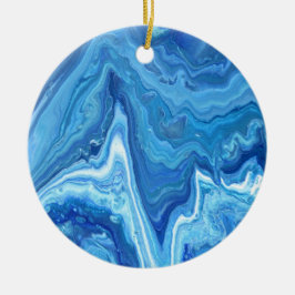 Blaues Geode Keramik Ornament
