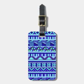 Blaues geometrisches Abstrakt Aztec Tribal Print M Gepäckanhänger