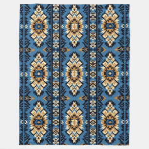 Blaues geometrisches Azteengeflecht Fleecedecke