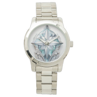 Blaues geometrisches Dekorkreuz Armbanduhr