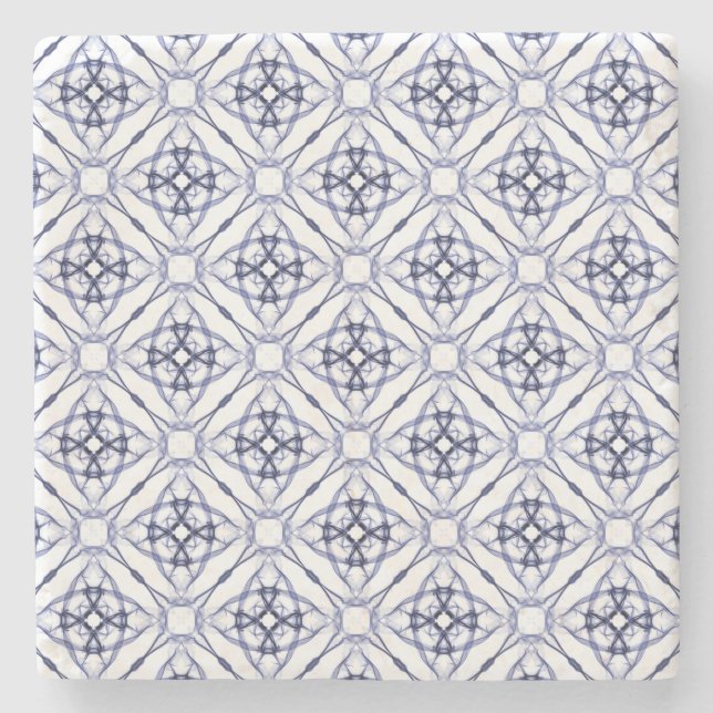 Blaues geometrisches Diamantmuster Steinuntersetzer (Vorderseite)