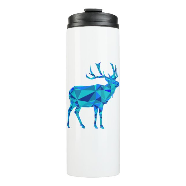 Blaues geometrisches Elch Thermosbecher (Vorderseite)