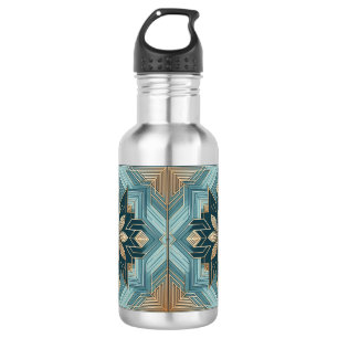 Blaues geometrisches florales Mandala Edelstahlflasche