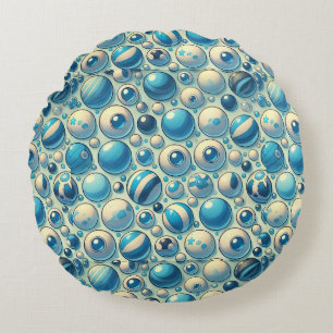 Blaues geometrisches Kugel-Muster moderne Dekorati Rundes Kissen