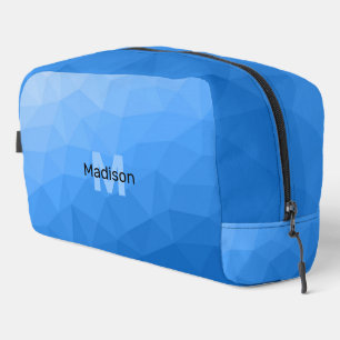 Blaues geometrisches Maschenmuster Monogram Waschbeutel