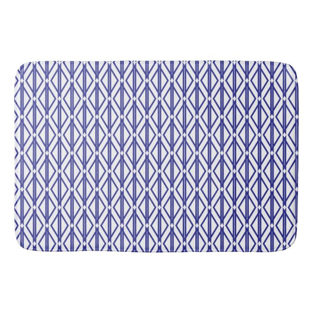 Blaues geometrisches Muster Badematte (Vorderseite)