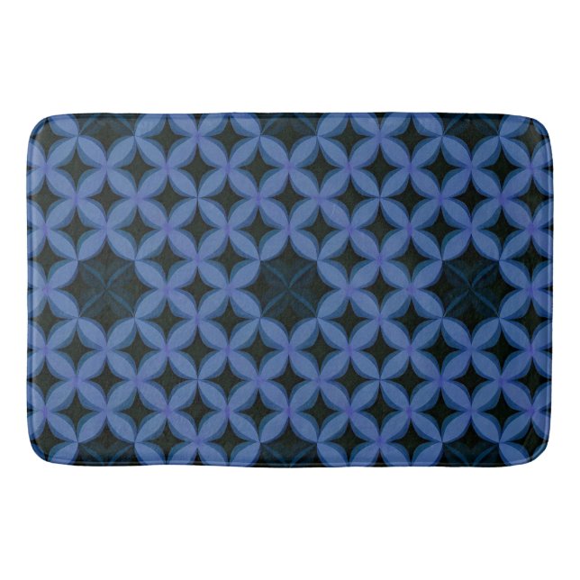 Blaues geometrisches Muster Badematte (Vorderseite)