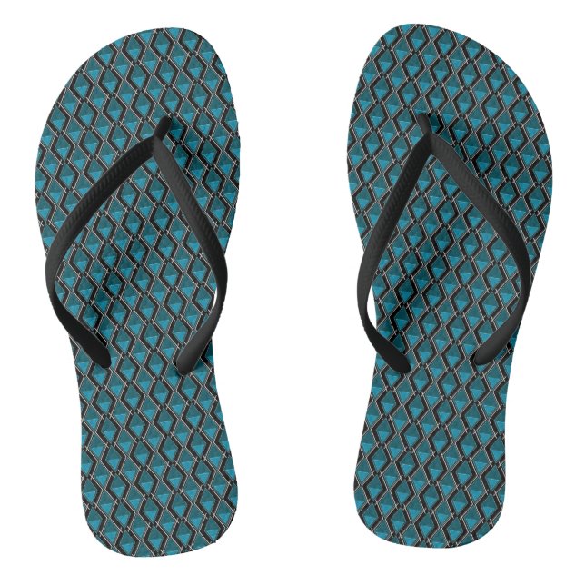 Blaues geometrisches Muster Deko Flip Flops (Fußbett)
