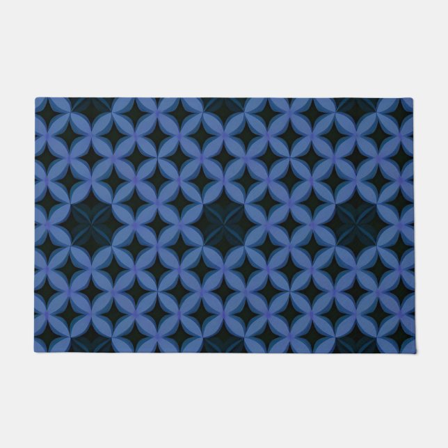 Blaues geometrisches Muster Fußmatte (Vorderseite)
