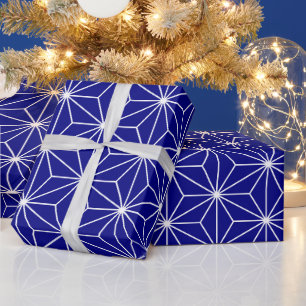 Blaues geometrisches Muster Geschenkpapier