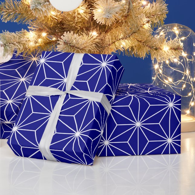 Blaues geometrisches Muster Geschenkpapier (Feiertage)