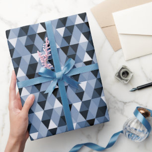 Blaues geometrisches Muster Geschenkpapier