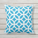 Blaues geometrisches Muster im Außenbereich Kissen<br><div class="desc">Island Blue verbindet geometrische Muster eines Kissens im Freien. Made in the USA. UV- und mildbeständige Gartenkissen oder Sitzkissen mit modernen Designs in hellen Sommerfarben. Erhältlich in 16 oder 20 Zoll Quadrat und 13 mal 21 rechteckige Größen. Einschließlich einfügen. (Auch als Innencouch oder Sofa-Kopfkissen erhältlich, wählen Sie einfach Baumwolle oder...</div>