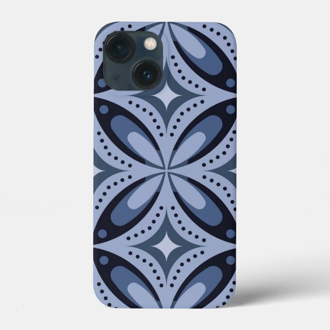 Blaues geometrisches Muster im Retro-Stil Case-Mate iPhone Hülle (Rückseite)