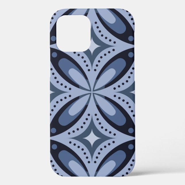 Blaues geometrisches Muster im Retro-Stil Case-Mate iPhone Hülle (Rückseite)