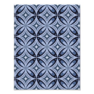 Blaues geometrisches Muster im Retro-Stil Fotodruck