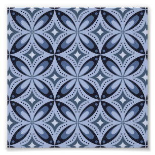 Blaues geometrisches Muster im Retro-Stil Fotodruck