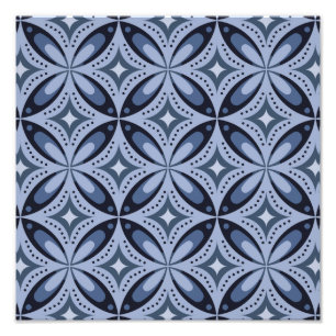 Blaues geometrisches Muster im Retro-Stil Fotodruck