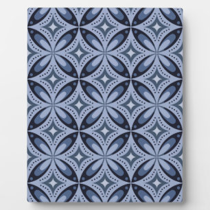 Blaues geometrisches Muster im Retro-Stil Fotoplatte
