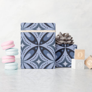 Blaues geometrisches Muster im Retro-Stil Geschenkpapier