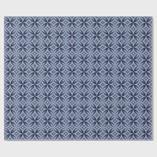 Blaues geometrisches Muster im Retro-Stil Geschenkpapier
