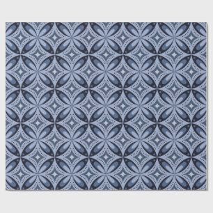 Blaues geometrisches Muster im Retro-Stil Geschenkpapier