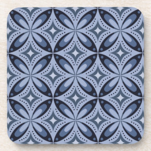Blaues geometrisches Muster im Retro-Stil Getränkeuntersetzer