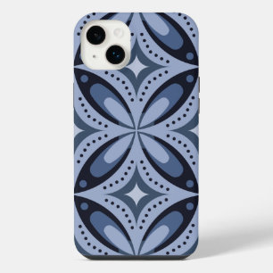 Blaues geometrisches Muster im Retro-Stil iPhone 14 Plus Hülle