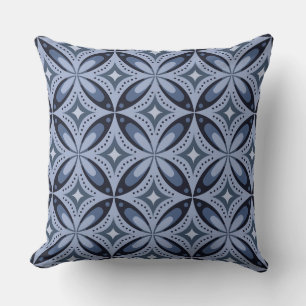 Blaues geometrisches Muster im Retro-Stil Kissen