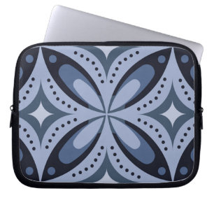 Blaues geometrisches Muster im Retro-Stil Laptopschutzhülle