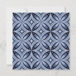 Blaues geometrisches Muster im Retro-Stil Mitteilungskarte