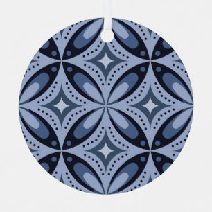 Blaues geometrisches Muster im Retro-Stil Ornament Aus Metall