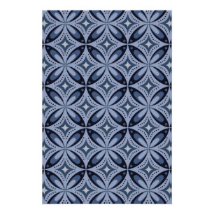 Blaues geometrisches Muster im Retro-Stil Poster