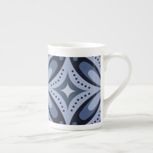 Blaues geometrisches Muster im Retro-Stil Prozellantasse