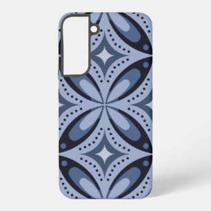 Blaues geometrisches Muster im Retro-Stil Samsung Galaxy Hülle