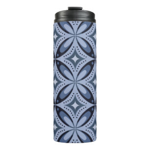 Blaues geometrisches Muster im Retro-Stil Thermosbecher