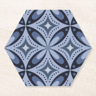 Blaues geometrisches Muster im Retro-Stil Untersetzer