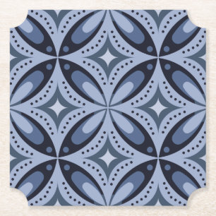 Blaues geometrisches Muster im Retro-Stil Untersetzer