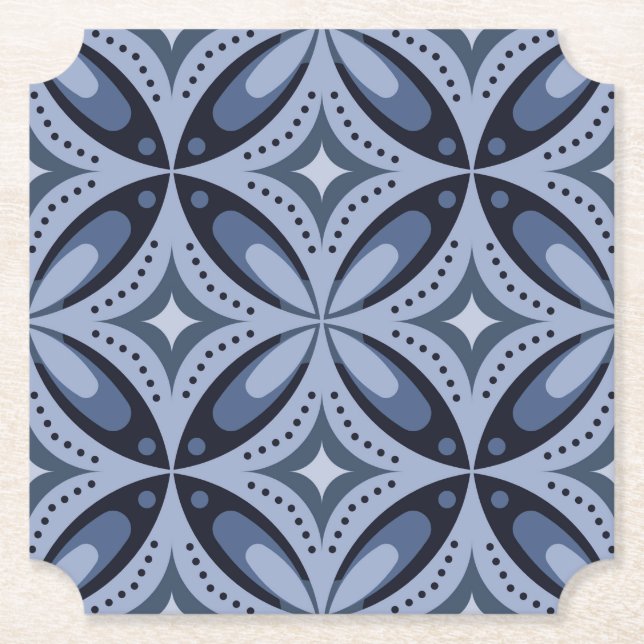 Blaues geometrisches Muster im Retro-Stil Untersetzer (Vorderseite)