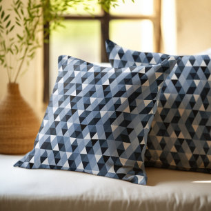 Blaues geometrisches Muster Kissen