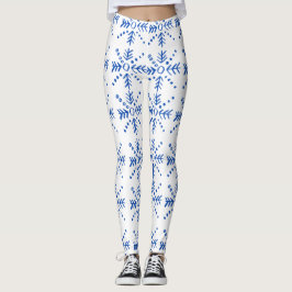 Blaues geometrisches Muster Leggings