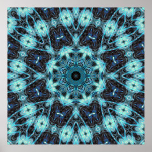 Blaues geometrisches Muster mit strahlendem Glanz Poster