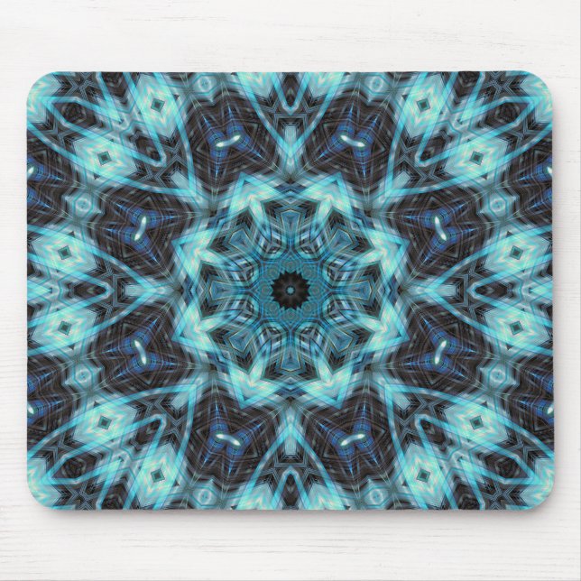 Blaues geometrisches Muster mit strahlendem Licht Mousepad (Vorne)