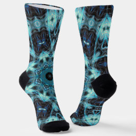 Blaues geometrisches Muster mit strahlendem Licht Socken