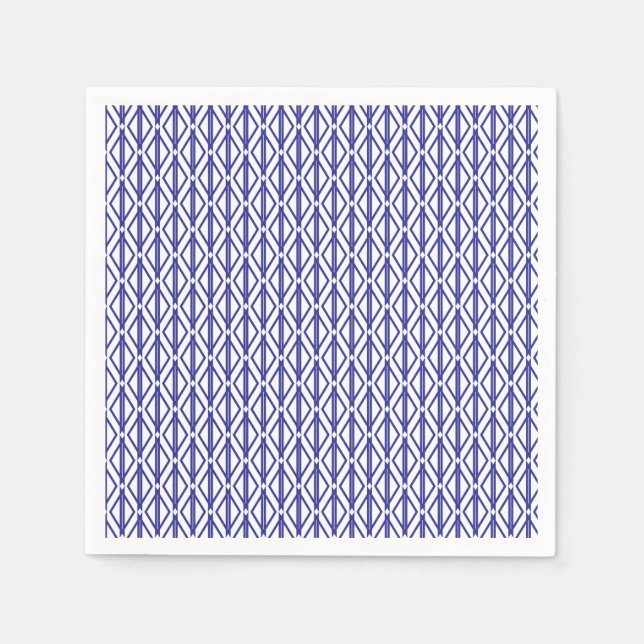Blaues geometrisches Muster Napkin Serviette (Vorderseite)