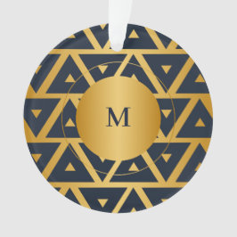 Blaues geometrisches Muster Personalisiert Ornament